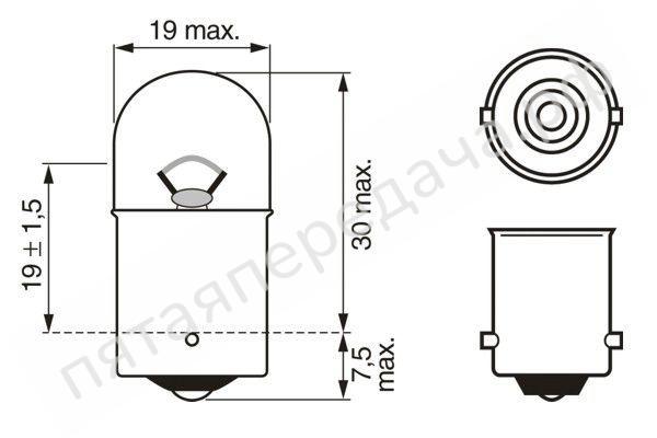 Лампа накаливания, Long-life Daytime R5W 12В 5Вт, 2шт - 1987301058
