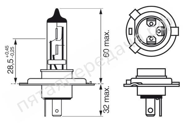 Лампа галоген Pure Light H4 12В 60/55Вт - 1987302041