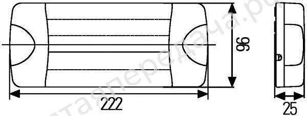 Фонарь задний  only 25 mm installation 
heigh. Tail/stop light = 6 red LEDs 
Indicator = 6 amber LEDs
Back-up light = 6 white LEDs . 223 x 96 x 25 mm - 2SK980613501