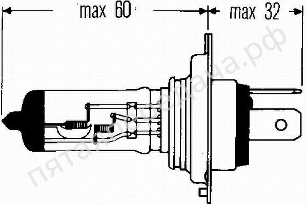 Лампа галоген H4 12В 60/55Вт - 8GJ002525001