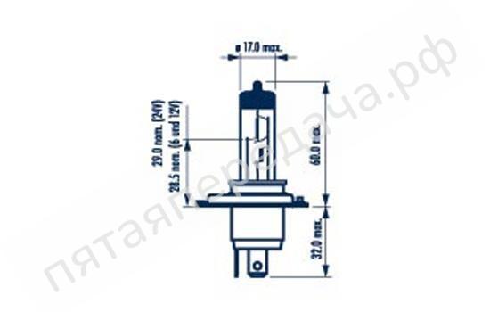 Лампа ксеноновая Range Power 50+ (RP50+) Up to 50% more light, doubled lifetime H4 12В 60/55Вт, 1шт - 48861