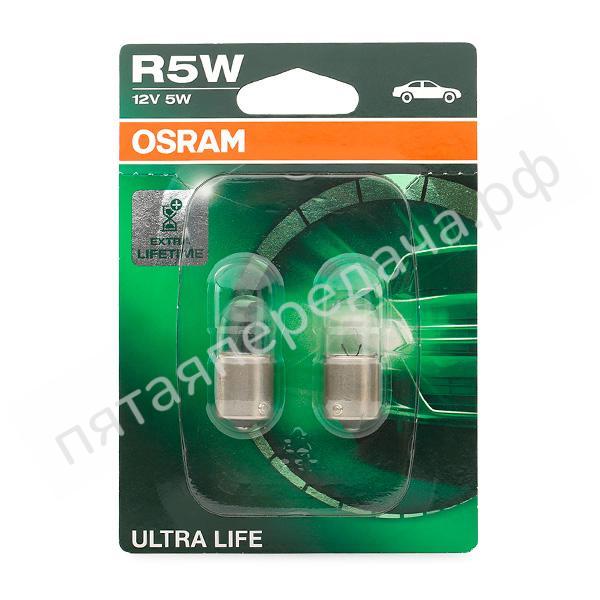 Лампа накаливания, ULTRA LIFE R5W 12В 5Вт, 2шт - 5007ULT02B