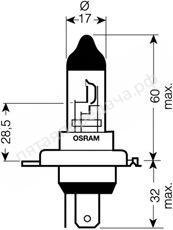 Лампа накаливания, OFF-ROAD H4 12В 100/80Вт, 1шт - 62203
