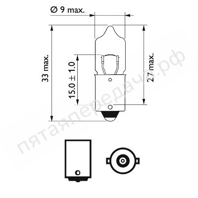 Лампа накаливания Vision H5Вт 12В 5Вт - 12023CP