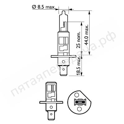 Лампа галоген VisionPlus H1 12В 55Вт - 12258VPB1