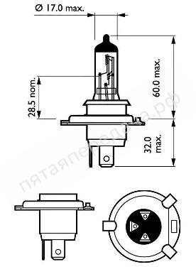 Лампа галоген VisionPlus H4 12В 60/55Вт - 12342VPS2