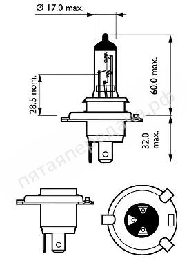 Лампа галоген X-tremeVision H4 12В 60/55Вт, 1шт - 12342XVB1