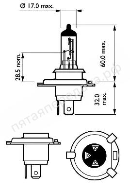 Лампа накаливания, H4 12В 60/55Вт - 12342XVBW