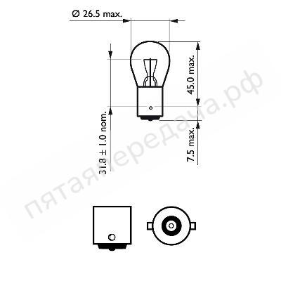 Лампа накаливания, P21W 12В 21Вт - 12498LLECOB2