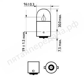 Лампа накаливания, R5W 12В 5Вт - 12821LLECOB2