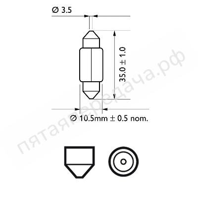 Лампа накаливания C10W 12В 10Вт - 12860LLECOCP
