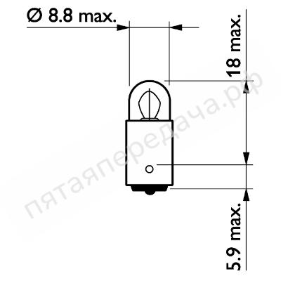 Лампа накаливания, T3W 12В 3Вт - 12910CP