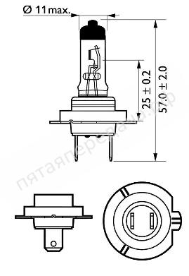 Лампа галоген X-tremeVision H7 12В 55Вт, 1шт - 12972XVB1