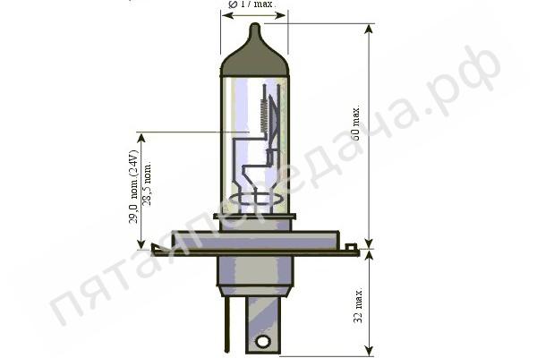 Лампа накаливания, H4 24В 75/70Вт - 202167