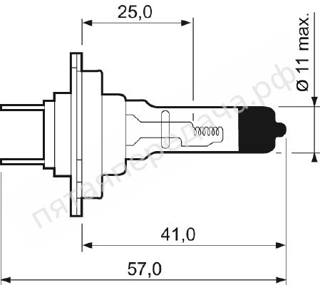 Лампа накаливания, + 50% Light H7 12В 55Вт - 032519
